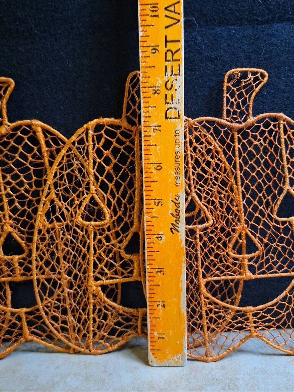 Vintage Macrame Halloween Decoration Decor Wall Art Pumpkin Jack O Lantern Set/5